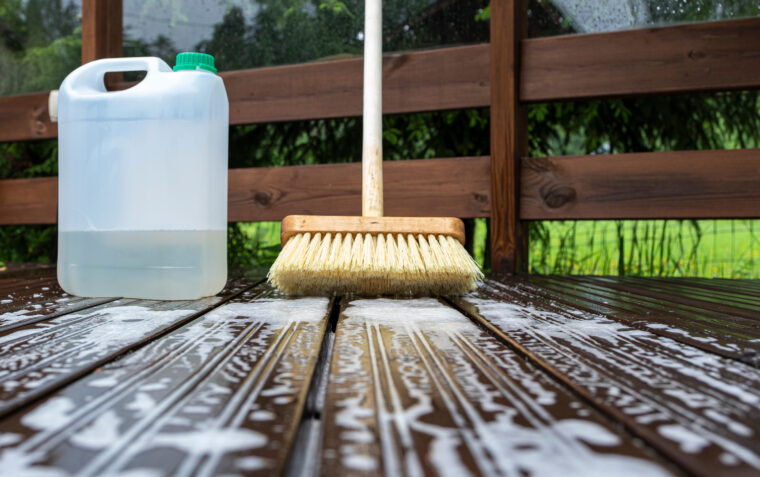 Cleaning the deck