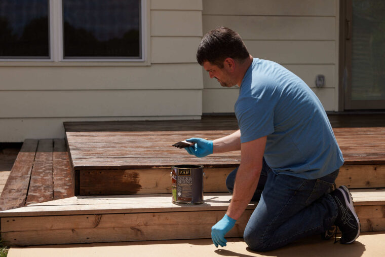 Staining the deck