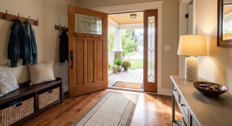 Wood trim and door