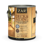 A tin can full of ZAR Deck & Siding products. The can istan with a picture of a deck on the side of the can.
